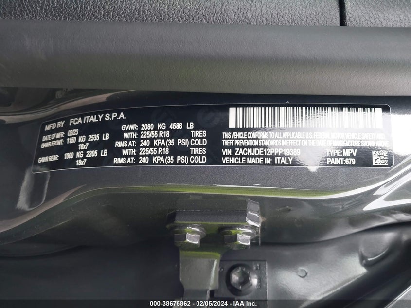 VIN ZACNJDE12PPP19389 2023 JEEP RENEGADE ALTITUDE