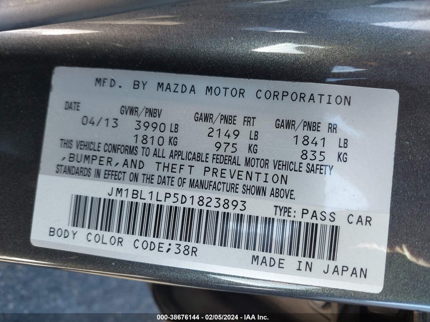 2013 MAZDA MAZDA3 I TOURING - JM1BL1LP5D1823893