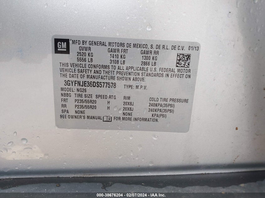 2013 CADILLAC SRX PREMIUM COLLECTION - 3GYFNJE36DS577578