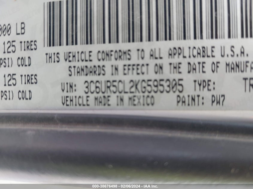 2019 RAM 2500 - 3C6UR5CL2KG595305