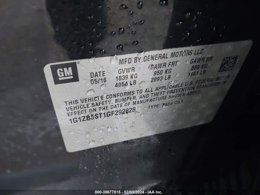 2016 CHEVROLET MALIBU LS - 1G1ZB5ST1GF292828