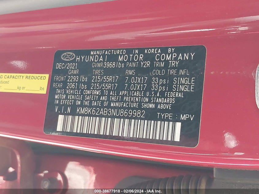 2022 HYUNDAI KONA SEL - KM8K62AB3NU869982