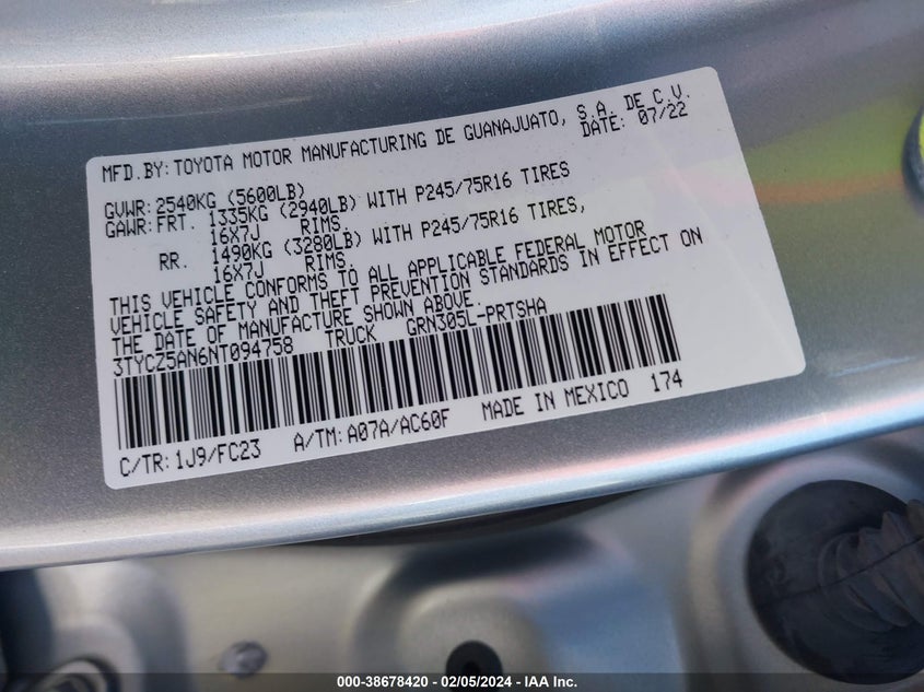 2022 TOYOTA TACOMA SR5 V6 - 3TYCZ5AN6NT094758