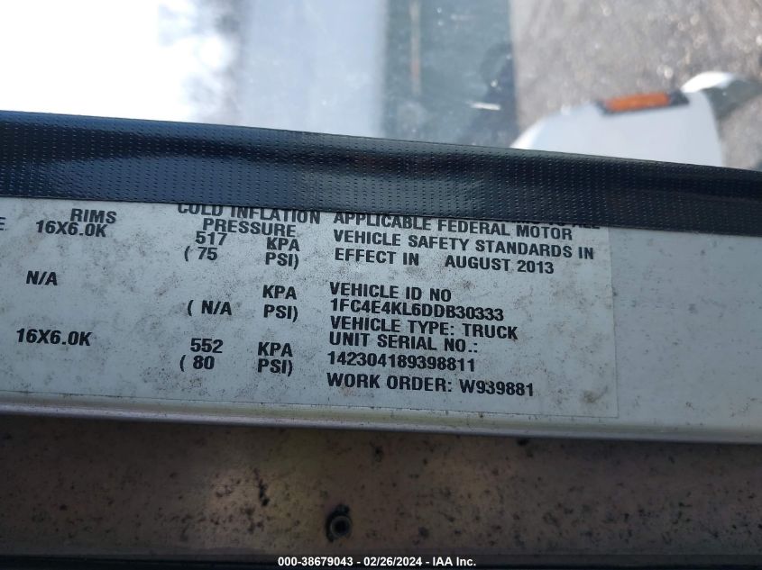 1FC4E4KL6DDB30333 2013 Ford E-450 Stripped