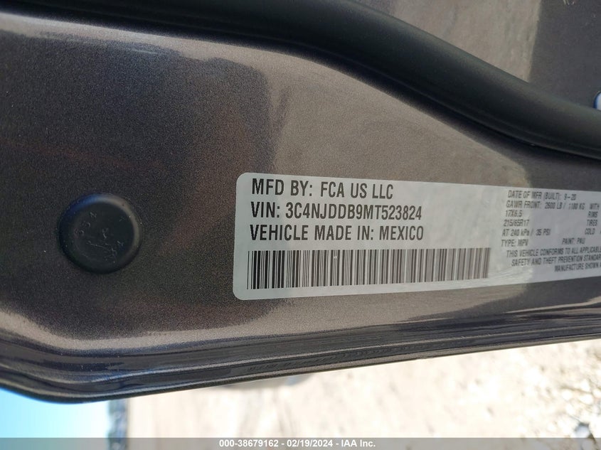 VIN 3C4NJDDB9MT523824 2021 JEEP COMPASS TRAILHAWK 4X4