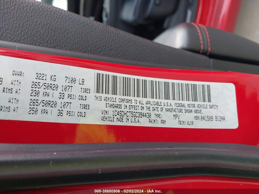 2016 DODGE DURANGO R/T - 1C4SDHCT5GC394430