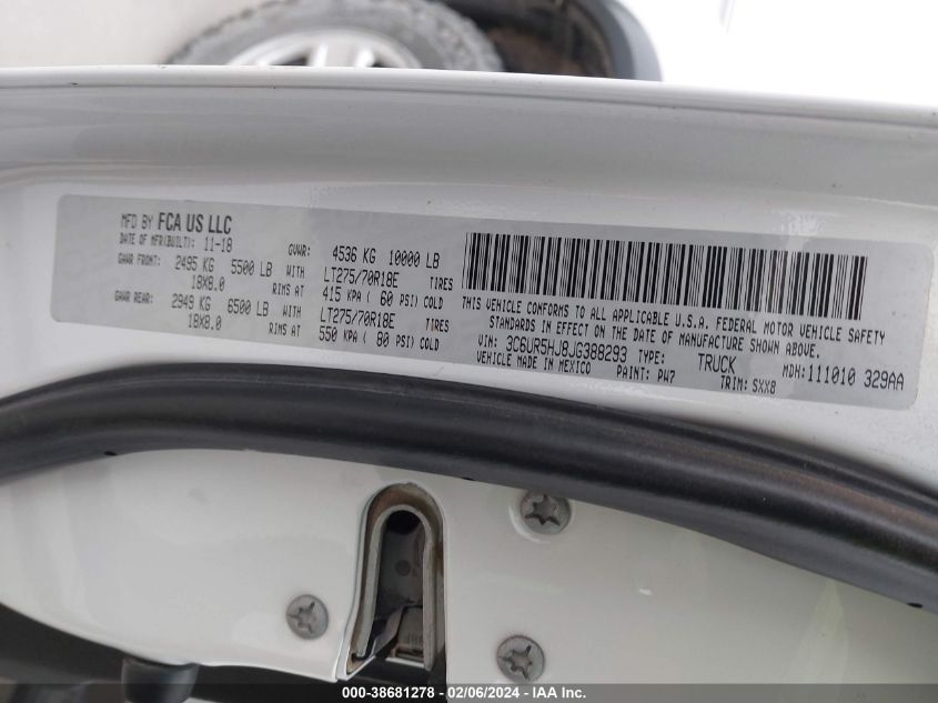 2018 RAM 2500 TRADESMAN  4X4 8' BOX - 3C6UR5HJ8JG388293