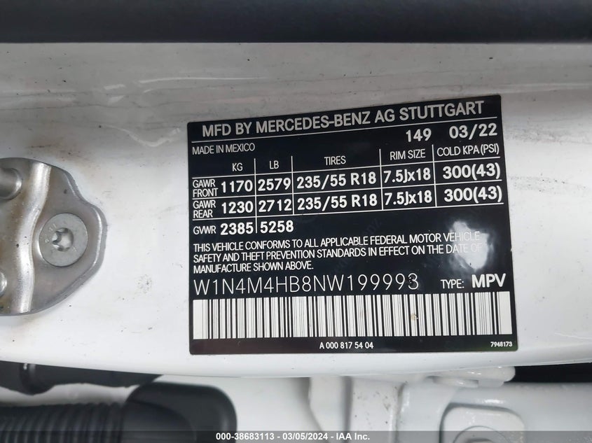 2022 MERCEDES-BENZ GLB 250 4MATIC - W1N4M4HB8NW199993