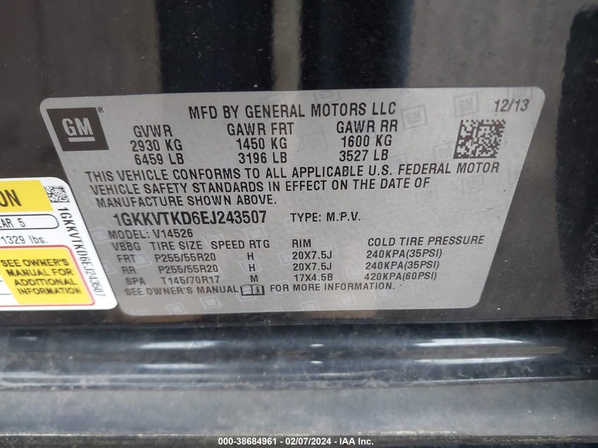 2014 GMC ACADIA DENALI - 1GKKVTKD6EJ243507