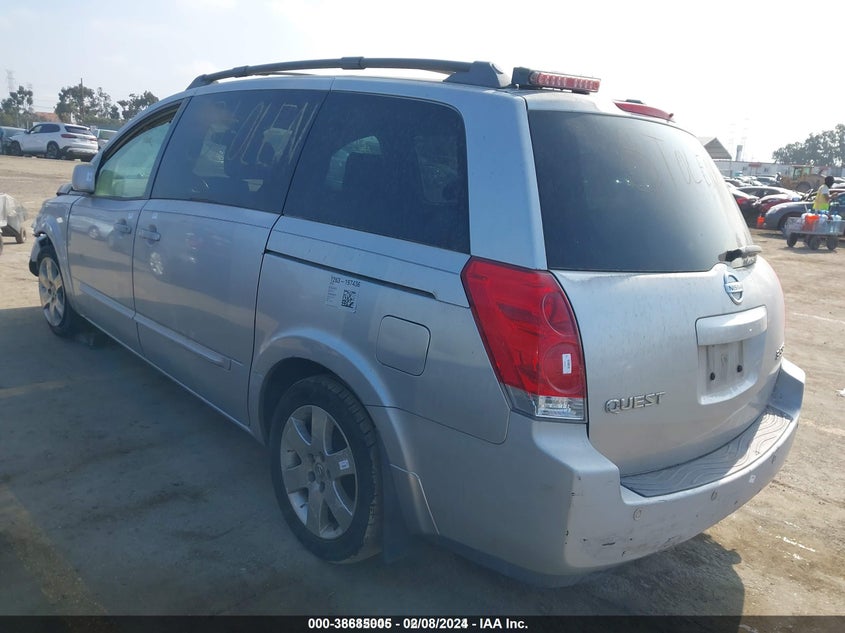2004 Nissan Quest 3.5 Se VIN: 5N1BV28UX4N339124 Lot: 38685005
