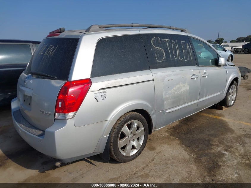 2004 Nissan Quest 3.5 Se VIN: 5N1BV28UX4N339124 Lot: 38685005