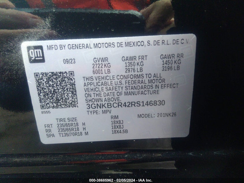 VIN 3GNKBCR42RS146830 2024 CHEVROLET BLAZER FWD 2LT