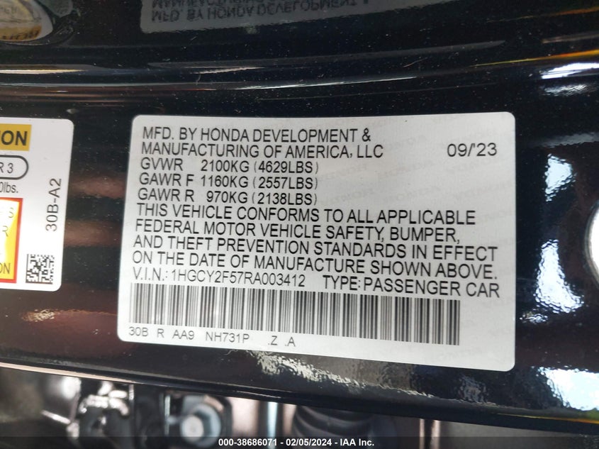 VIN 1HGCY2F57RA003412 2024 HONDA ACCORD HYBRID SPORT