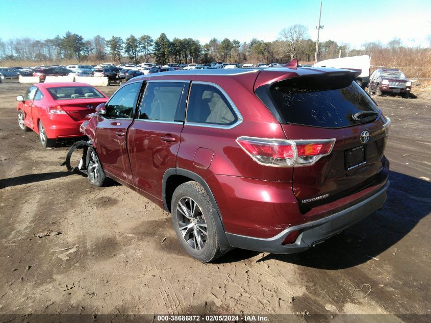 2016 Toyota Highlander Xle V6 VIN: 5TDJKRFH3GS326558 Lot: 38686872