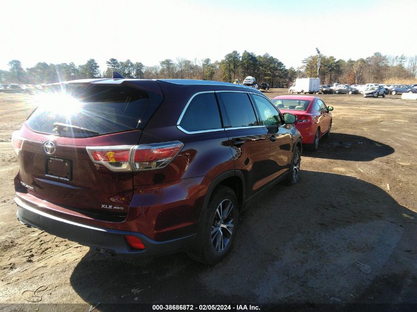 2016 Toyota Highlander Xle V6 VIN: 5TDJKRFH3GS326558 Lot: 38686872