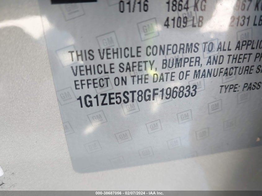 2016 CHEVROLET MALIBU 1LT - 1G1ZE5ST8GF196833