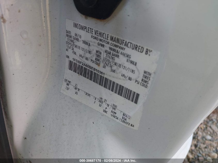 1FDBF2A60BEB10361 2011 Ford F-250 Xl