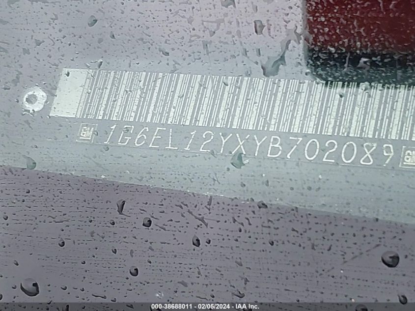 2000 Cadillac Eldorado Esc VIN: 1G6EL12YXYB702089 Lot: 38688011