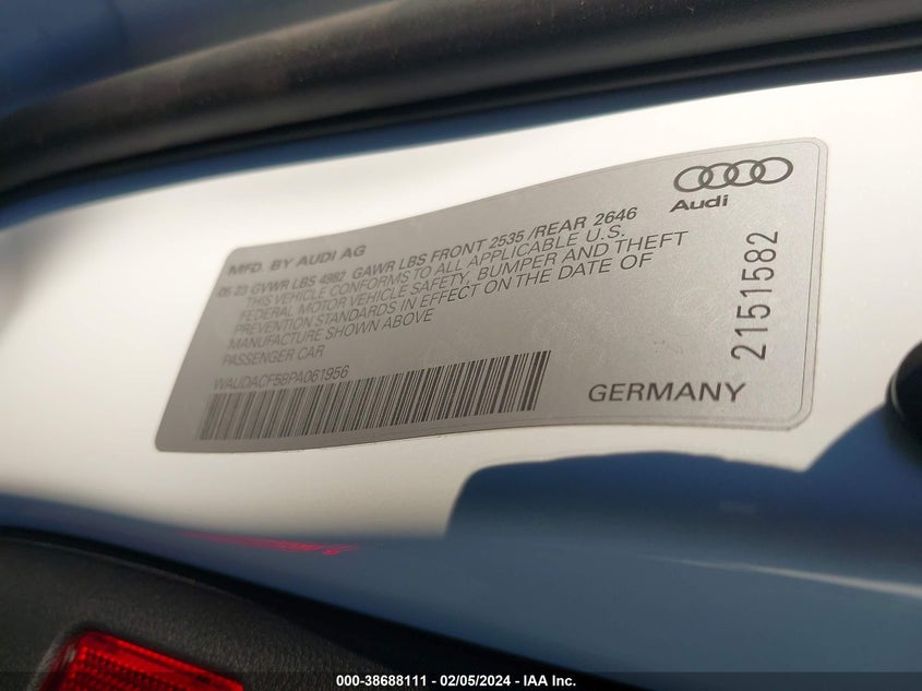 2023 AUDI A5 SPORTBACK PREMIUM 45 TFSI S LINE QUATTRO S TRONIC - WAUDACF58PA061956