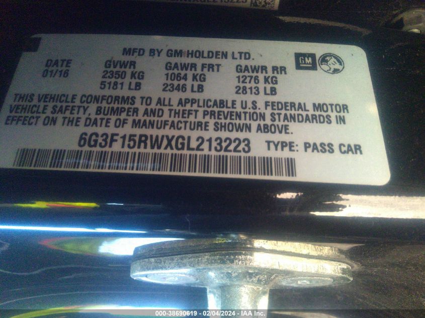 6G3F15RWXGL213223 2016 Chevrolet Ss