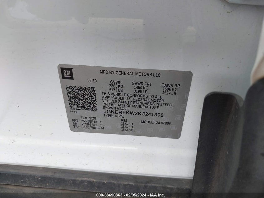 2019 CHEVROLET TRAVERSE LS - 1GNERFKW2KJ241398