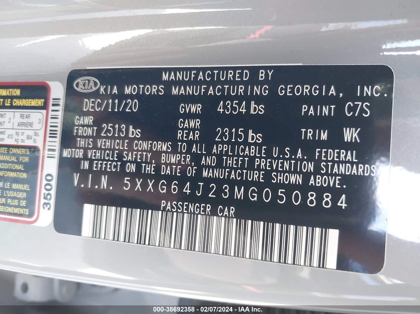 2021 KIA K5 GT-LINE - 5XXG64J23MG050884