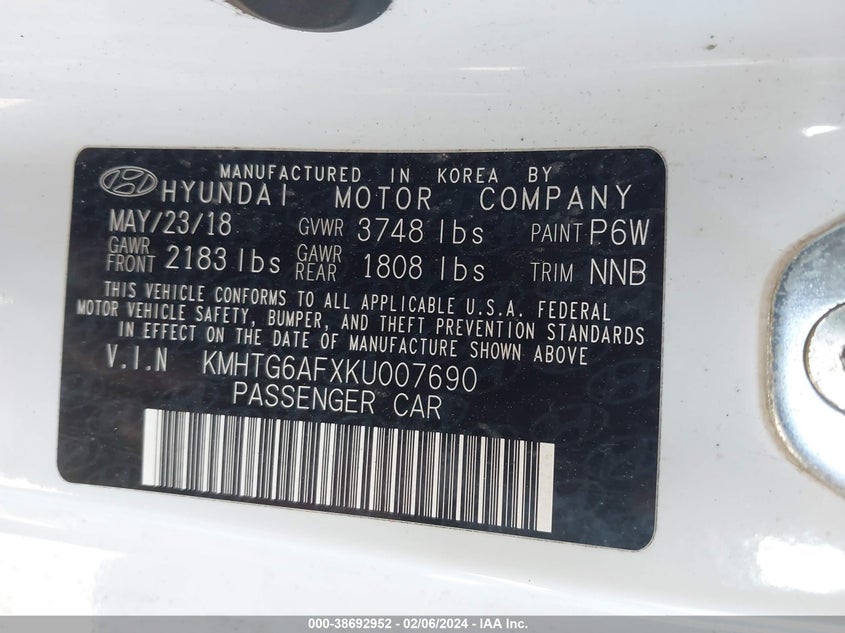 2019 HYUNDAI VELOSTER 2.0 PREMIUM - KMHTG6AFXKU007690