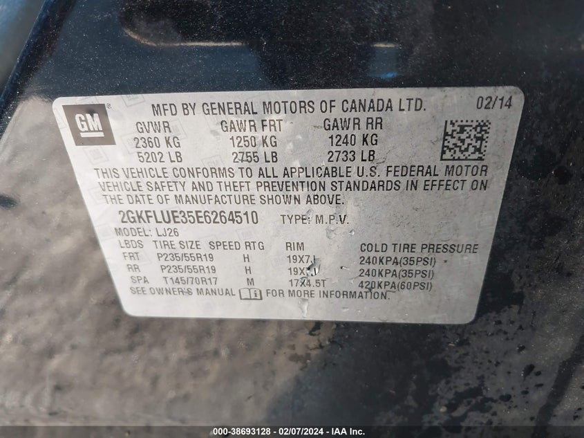 2014 GMC TERRAIN DENALI - 2GKFLUE35E6264510