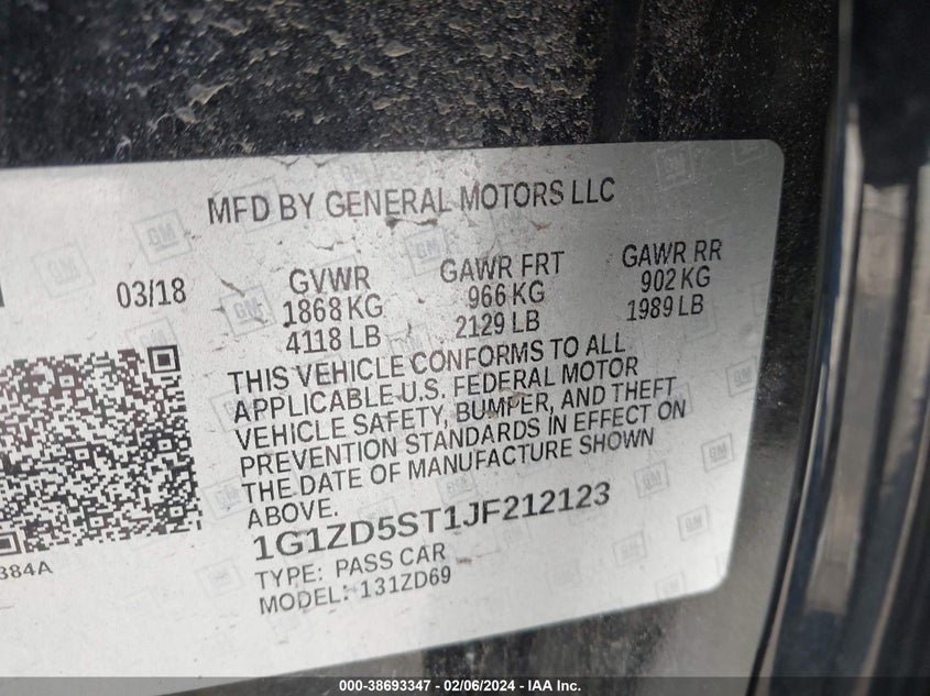 2018 CHEVROLET MALIBU LT - 1G1ZD5ST1JF212123