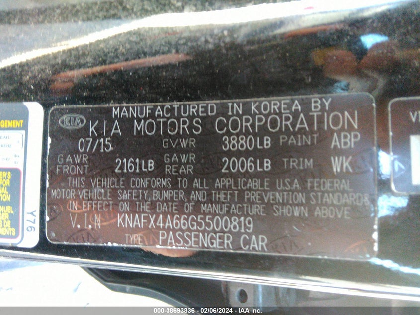 2016 KIA FORTE LX - KNAFX4A66G5500819