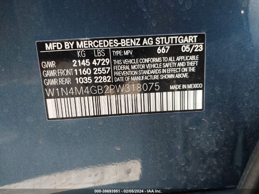 W1N4M4GB2PW318075 2023 Mercedes-Benz Glb 250