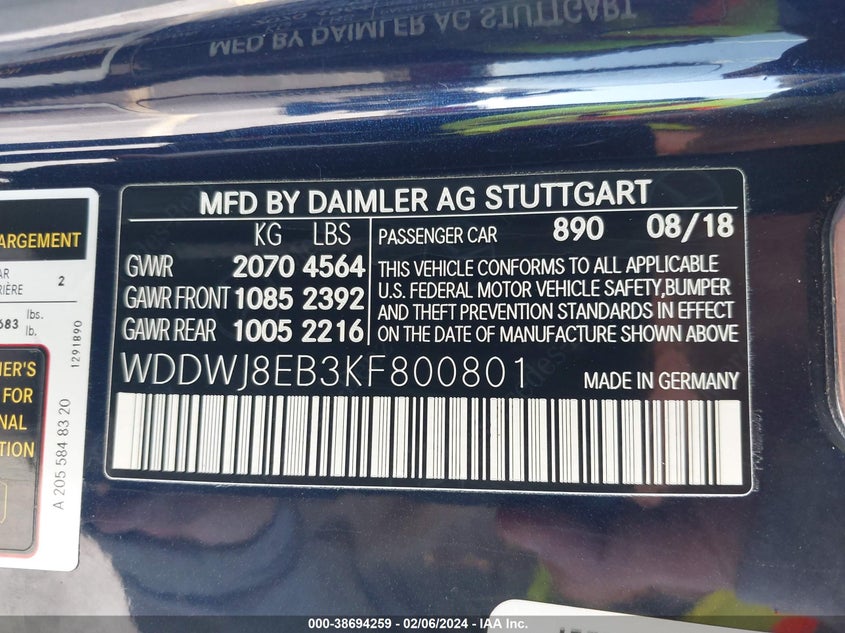 2019 MERCEDES-BENZ C 300 4MATIC - WDDWJ8EB3KF800801