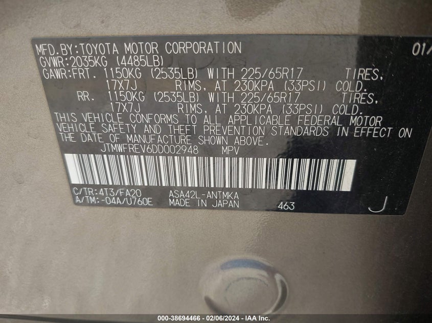 2013 TOYOTA RAV4 XLE - JTMWFREV6DD002948