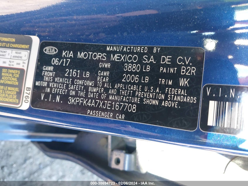 2018 KIA FORTE LX - 3KPFK4A7XJE167708