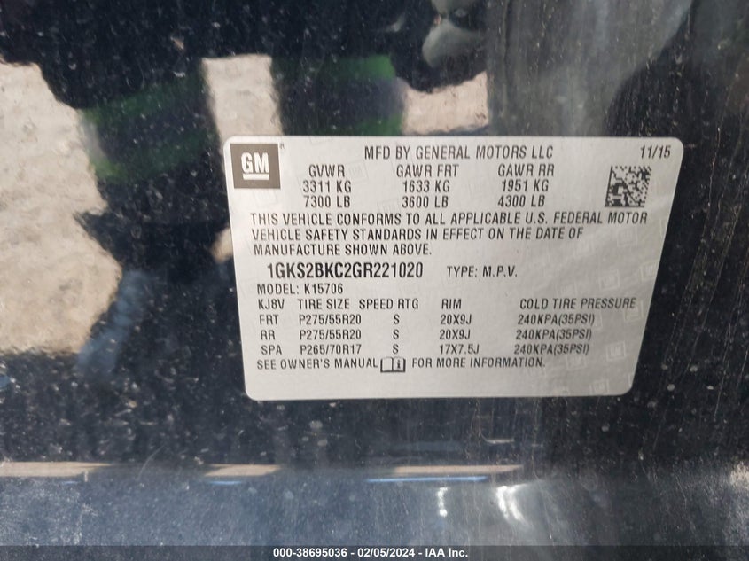 2016 GMC YUKON SLT - 1GKS2BKC2GR221020