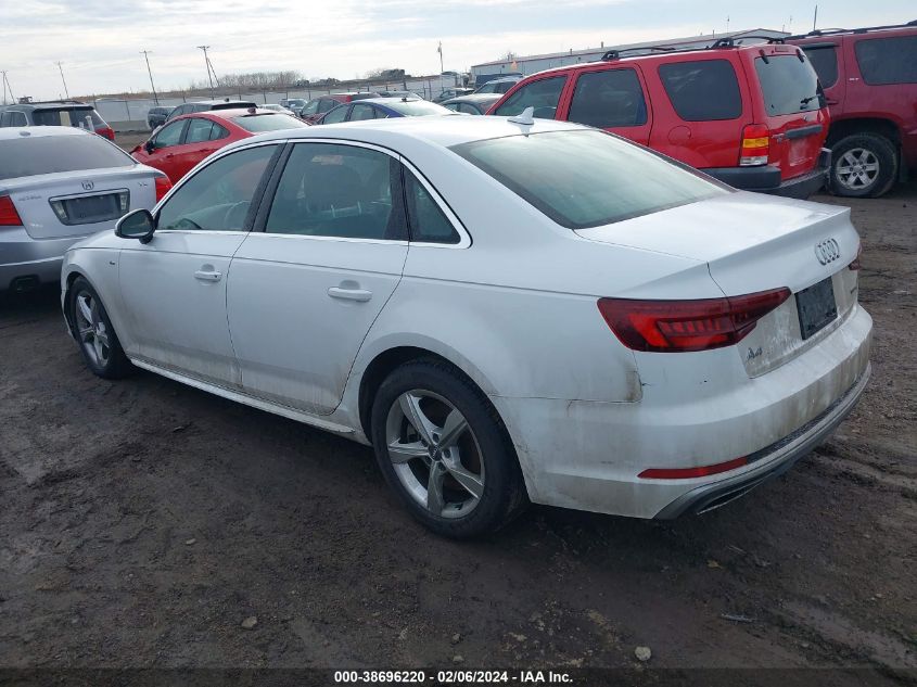 2019 Audi A4 45 Premium VIN: WAUDNAF40KA031052 Lot: 38696220