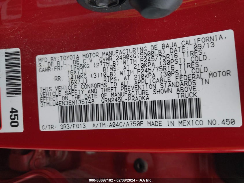 2014 TOYOTA TACOMA BASE V6 - 3TMLU4EN3EM135748