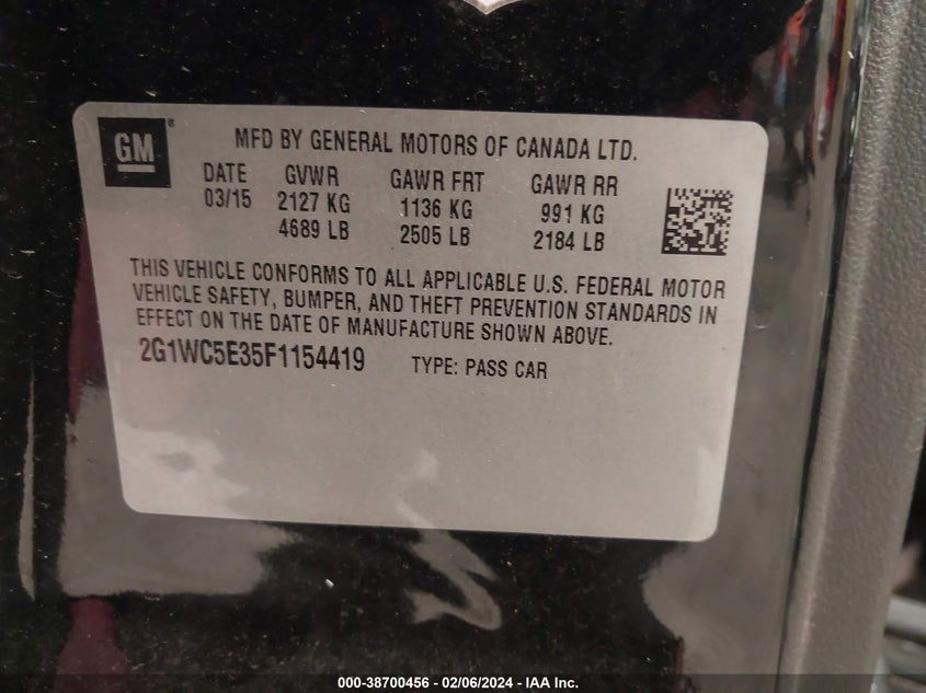 2015 CHEVROLET IMPALA LIMITED LTZ - 2G1WC5E35F1154419