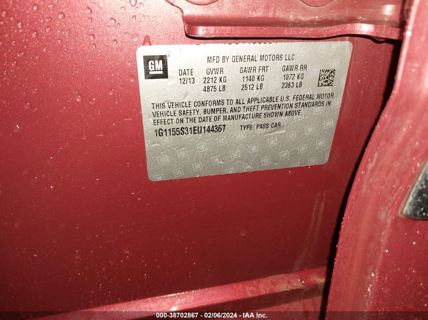 2014 Chevrolet Impala 2Lz VIN: 1G1155S31EU144367 Lot: 38702867