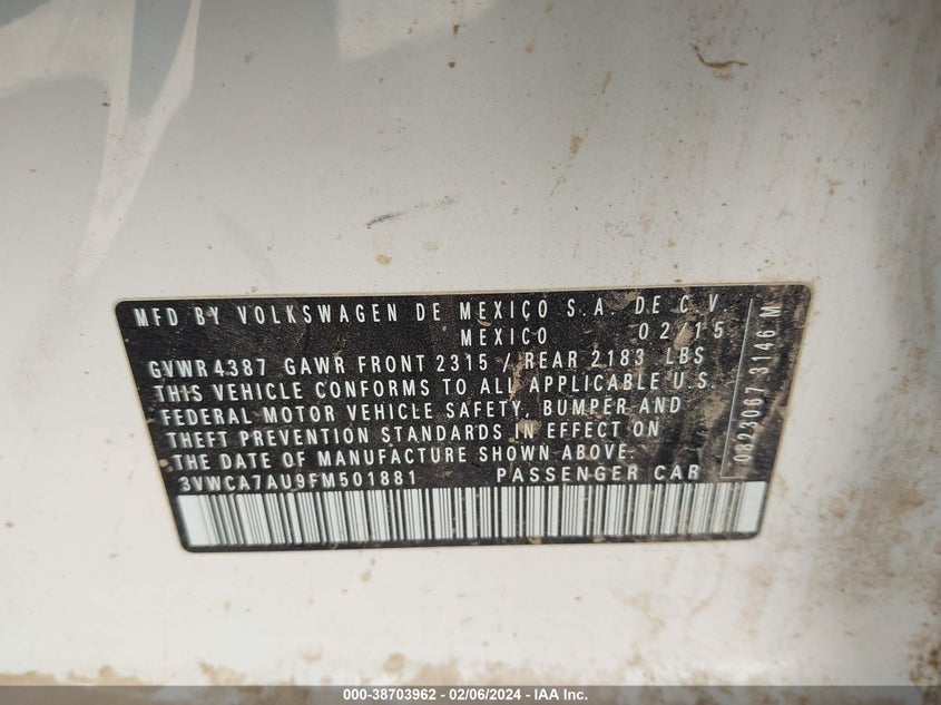 2015 VOLKSWAGEN GOLF SPORTWAGEN TDI S 4-DOOR - 3VWCA7AU9FM501881