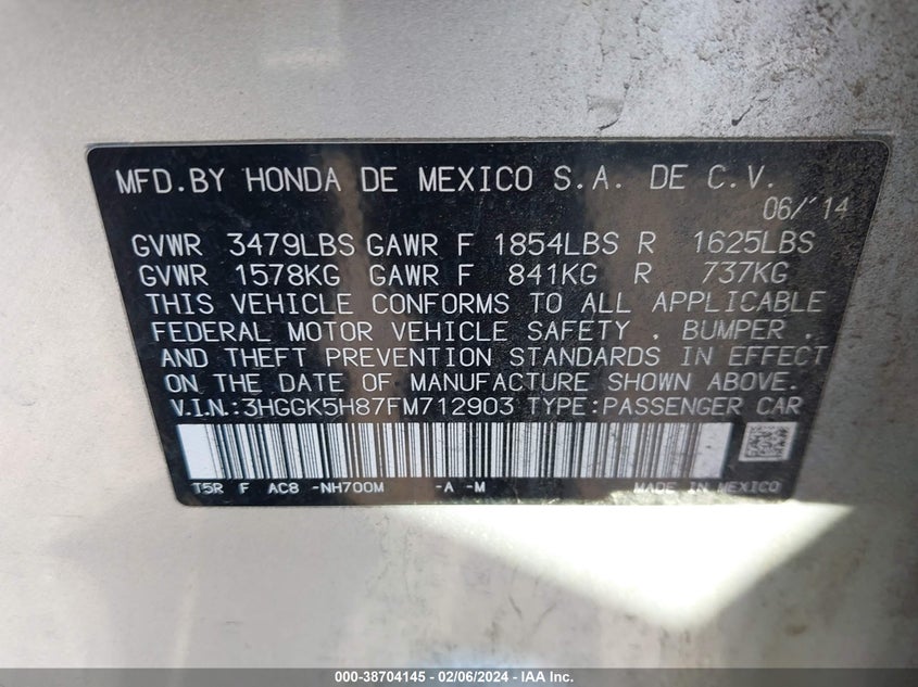 2015 HONDA FIT EX/EX-L - 3HGGK5H87FM712903