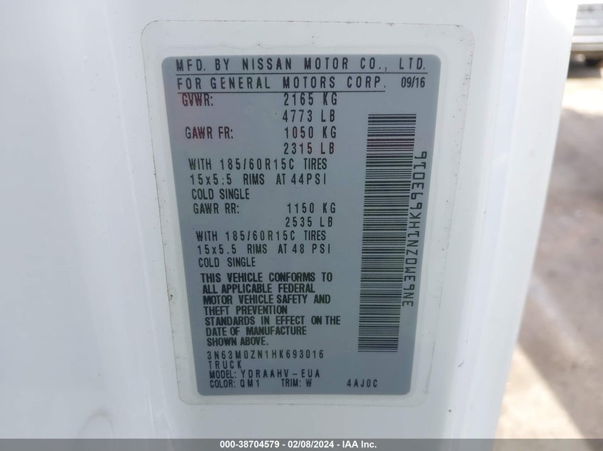 2017 CHEVROLET CITY EXPRESS 1LT - 3N63M0ZN1HK693016