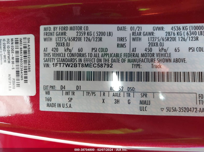 2021 FORD F-250 KING RANCH - 1FT7W2BT8MEC58792