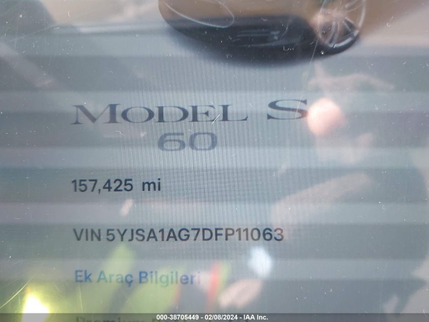 5YJSA1AG7DFP11063 2013 Tesla Model S