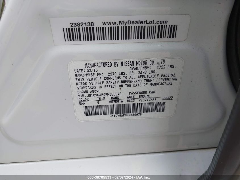 2015 INFINITI Q40 - JN1CV6AP0FM580979