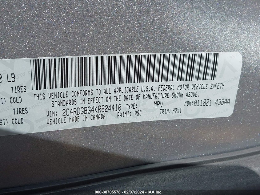 2019 DODGE GRAND CARAVAN SE - 2C4RDGBG4KR624410