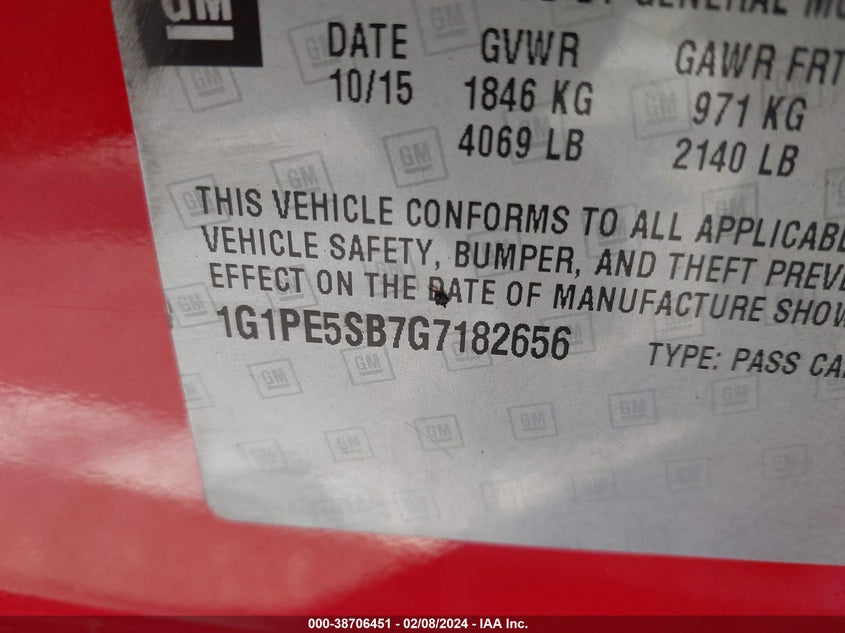 2016 CHEVROLET CRUZE LIMITED VIN: 1G1PE5SB7G7182656