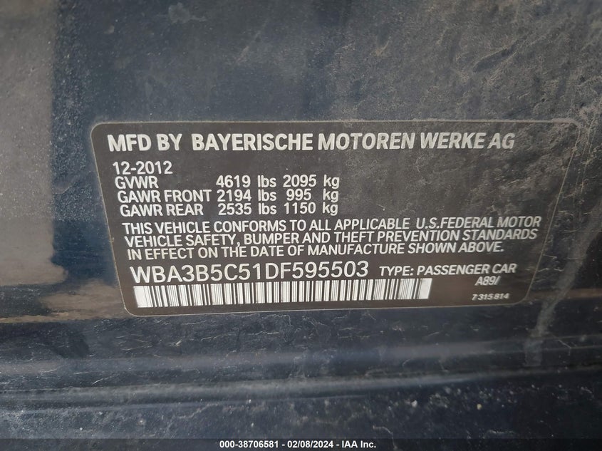 2013 BMW 328I XDRIVE - WBA3B5C51DF595503