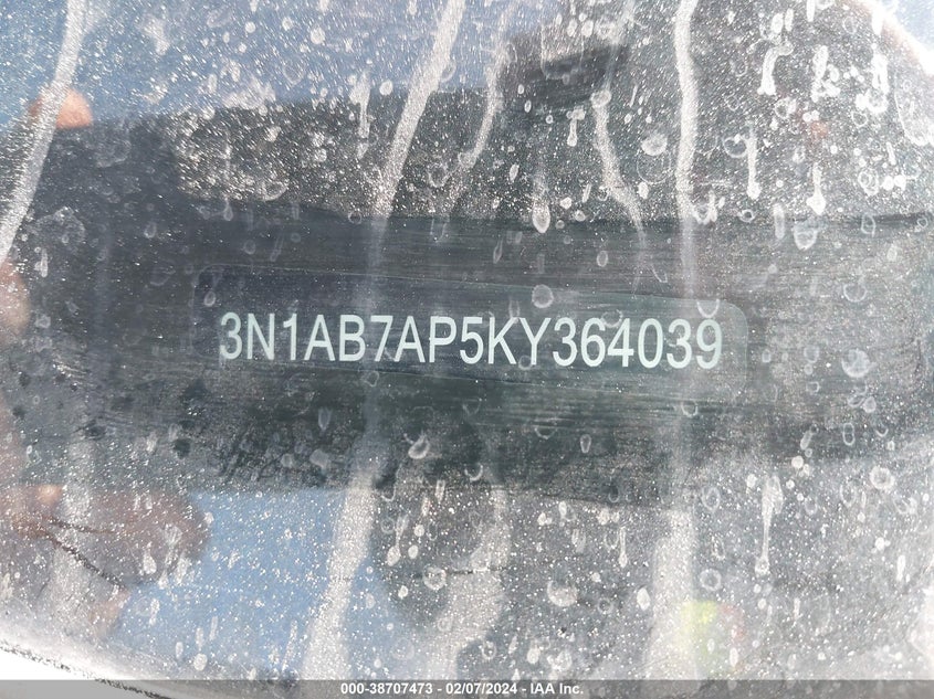 2019 NISSAN SENTRA VIN: 3N1AB7AP5KY364039