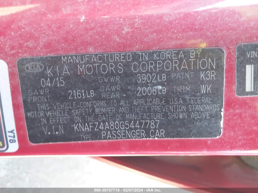 2016 KIA FORTE EX - KNAFZ4A80G5447787